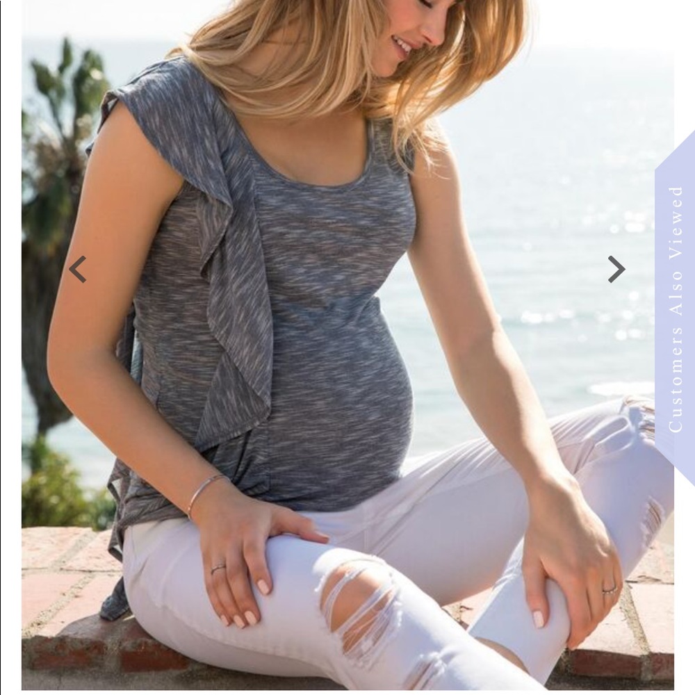 Jessica Simpson Ruffle Front Maternity Top Grey XL